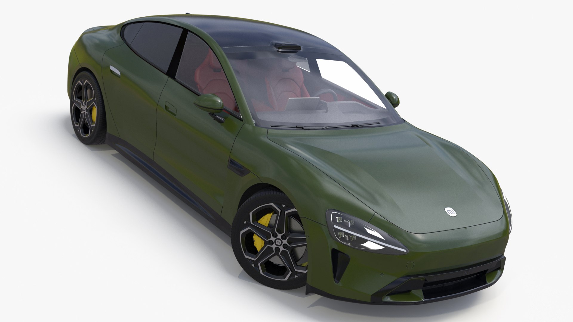 Xiaomi SU7 EV Sleek Car 2023 Verdant Green Rigged 3D model preview