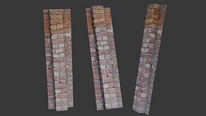 3D Weathered Brick Wall Column Scan