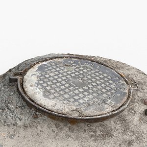 Photorealistic 3D scan of manhole Hatch cover Sewer Manhole 3D model