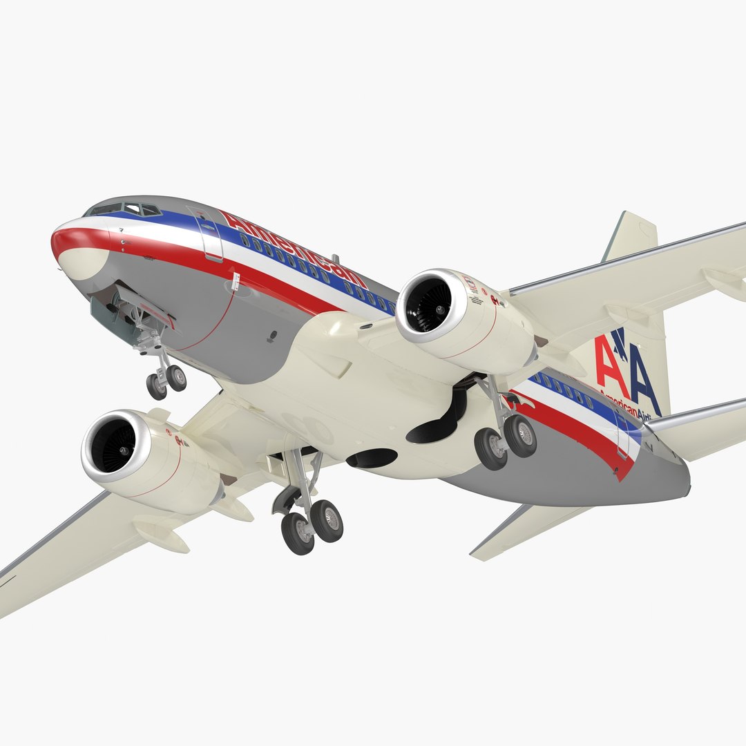 Boeing 737-600 with Interior American Airlines 3D model preview