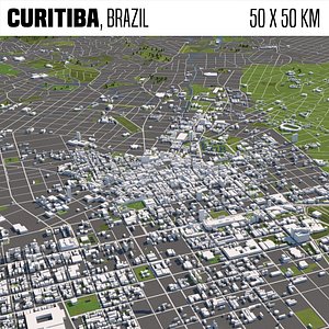 Curitiba Brazil 50x50km City Map