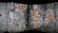 plaster wall damaged bricks corner photogrammetry