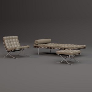 Barcelona Chair Set 3D model