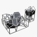 Conjunto de esculturas com estrutura de metal Voronoi