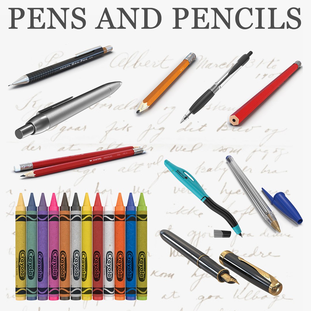 Pens and Pencils 3D Models Collection 2 3D model preview