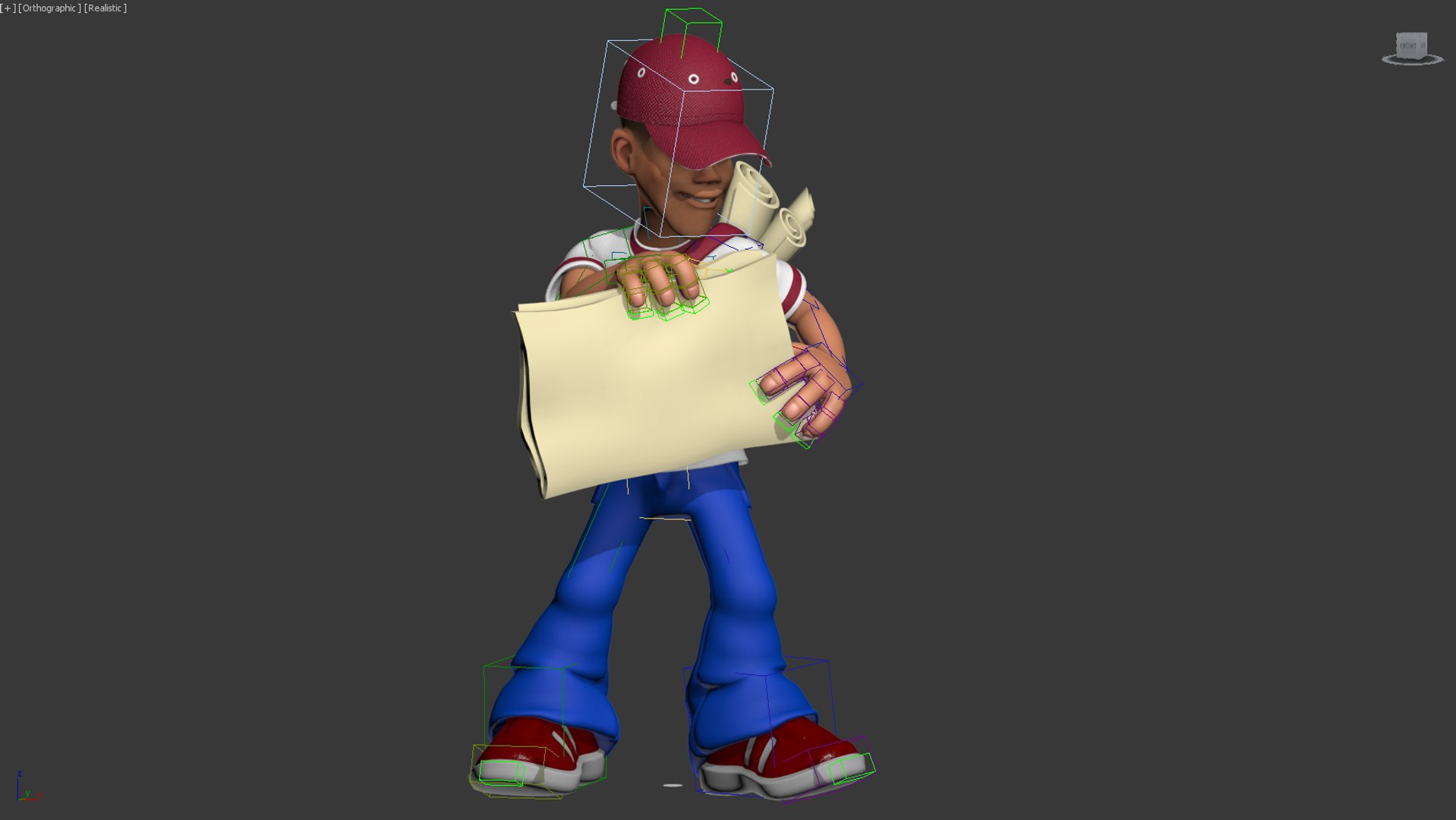 3d paperboy posed character model