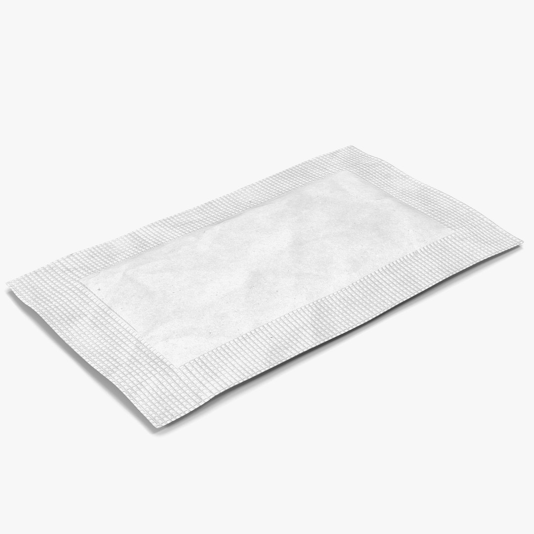Sugar Packet 4 White 3D model preview