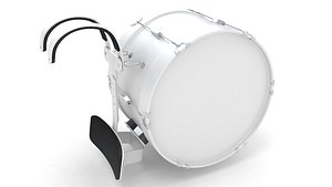 Marching bass drum with carrier pure white
