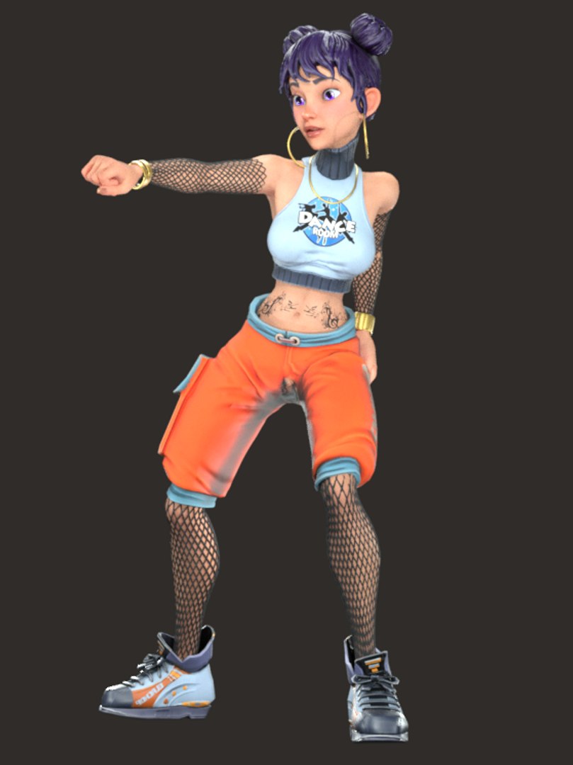 Cartoon Rigged Cute Dancer Girl-Yanna Character Tarbo 3D Model ...