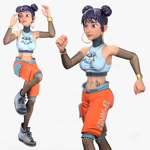 Cartoon Rigged Cute Dancer Girl-Yanna Character Tarbo 3D model
