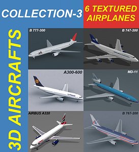 3d model of 6 a320 airplanes