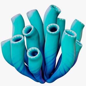 3D Cartoon Coral Plant Blue PBR