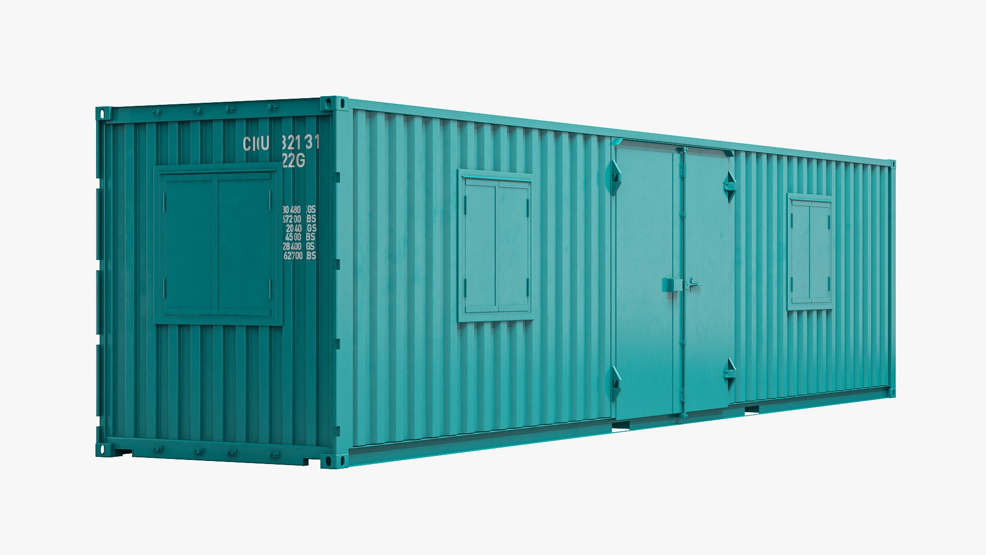 Green Container Office with Wide Door 3D model preview