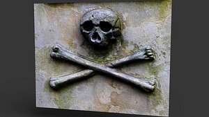 3D stone skull wall ornament arch element PBR photogrammetry