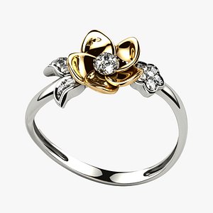3D Beautiful Flower Mixed Gold Ring