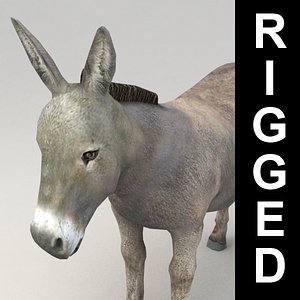 Lowpoly rigged donkey