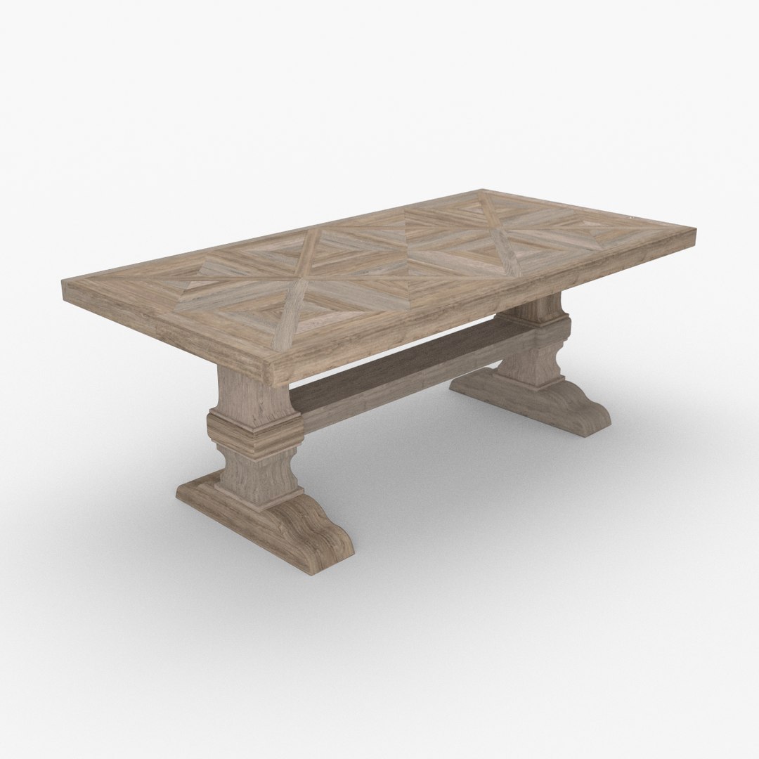 Table with diversified oak textures model - TurboSquid 1848098