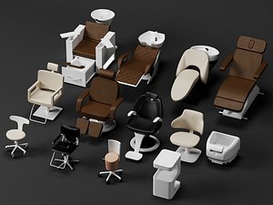 Salon Barber Furniture 3D Model Beauty Hair Chair Pack 3D model