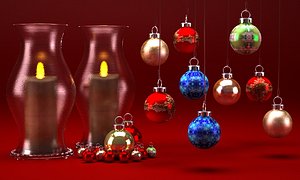 3d model candelite vase christmas set