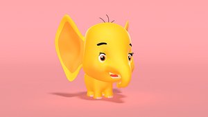 Cute Yellow Baby Elephant Cartoon