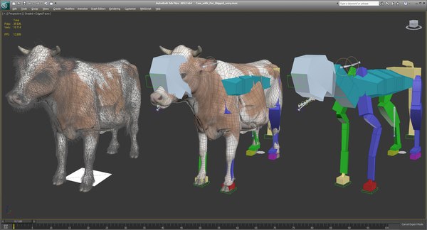 3D cow fur rigged - TurboSquid 1255536