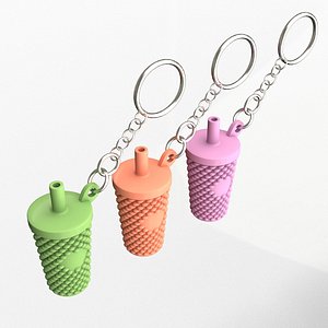 3D Cute Drink Cup Keychain