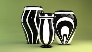 Contemporary Black White Vases