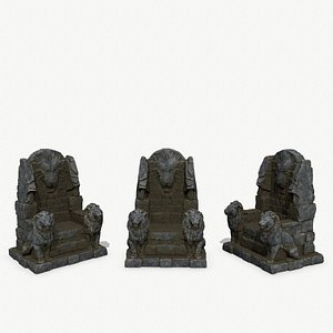 Lion Stone Throne 3D