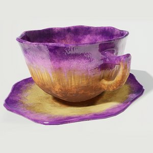 3D model glazed cup saucer teacup
