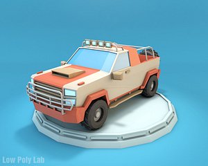 Cartoon Jeep SUV Low Poly