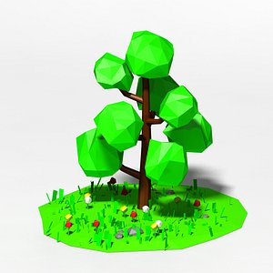cartoon tree scene 3d model
