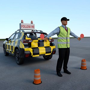 Subaru Follow Me Car with Ground Crew