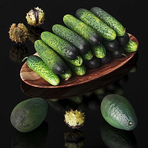 Cucumbers  chestnuts and avocados 3D