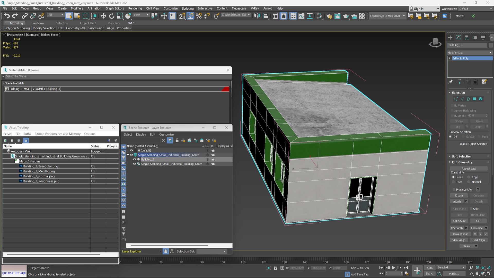 3D Single Standing Small Industrial Building Green Model - TurboSquid ...