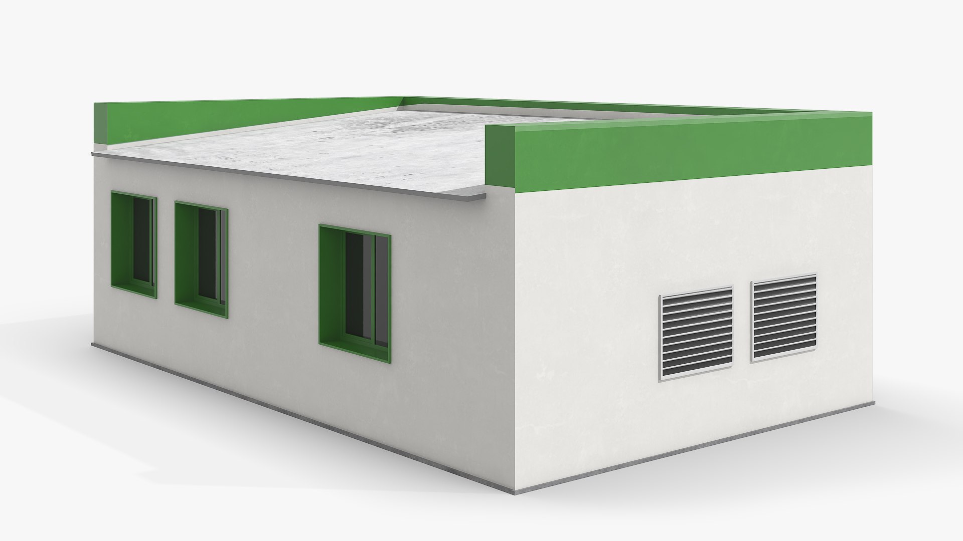3D Single Standing Small Industrial Building Green Model - TurboSquid ...