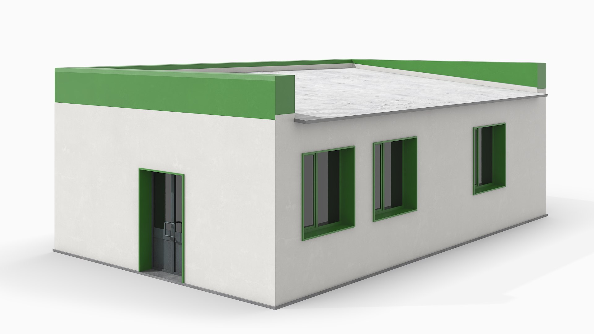 3D Single Standing Small Industrial Building Green Model - TurboSquid ...