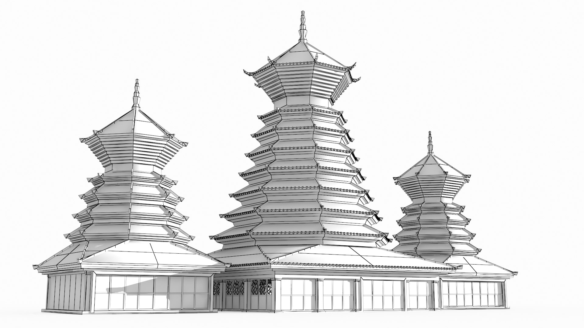 Ancient Asian Architecture Tower Hall Model - TurboSquid 2031094