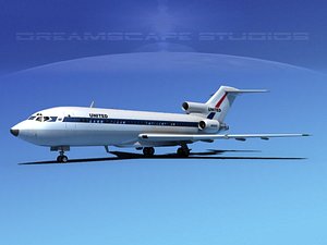 airline boeing 727 727-100 3d max