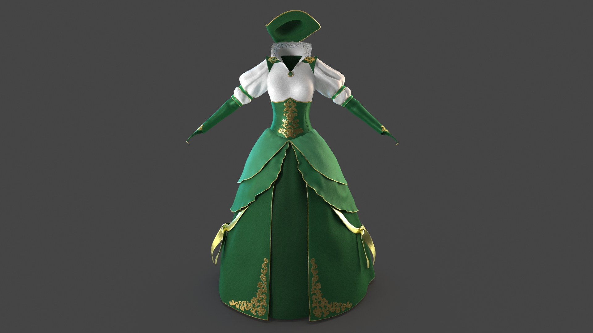 Green Dress Hat 3D Model - TurboSquid 1625191