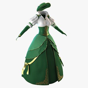 Green Vintage Dress with Hat