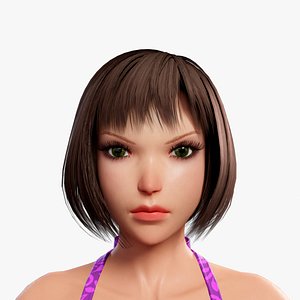 3D model cartoon girl beach