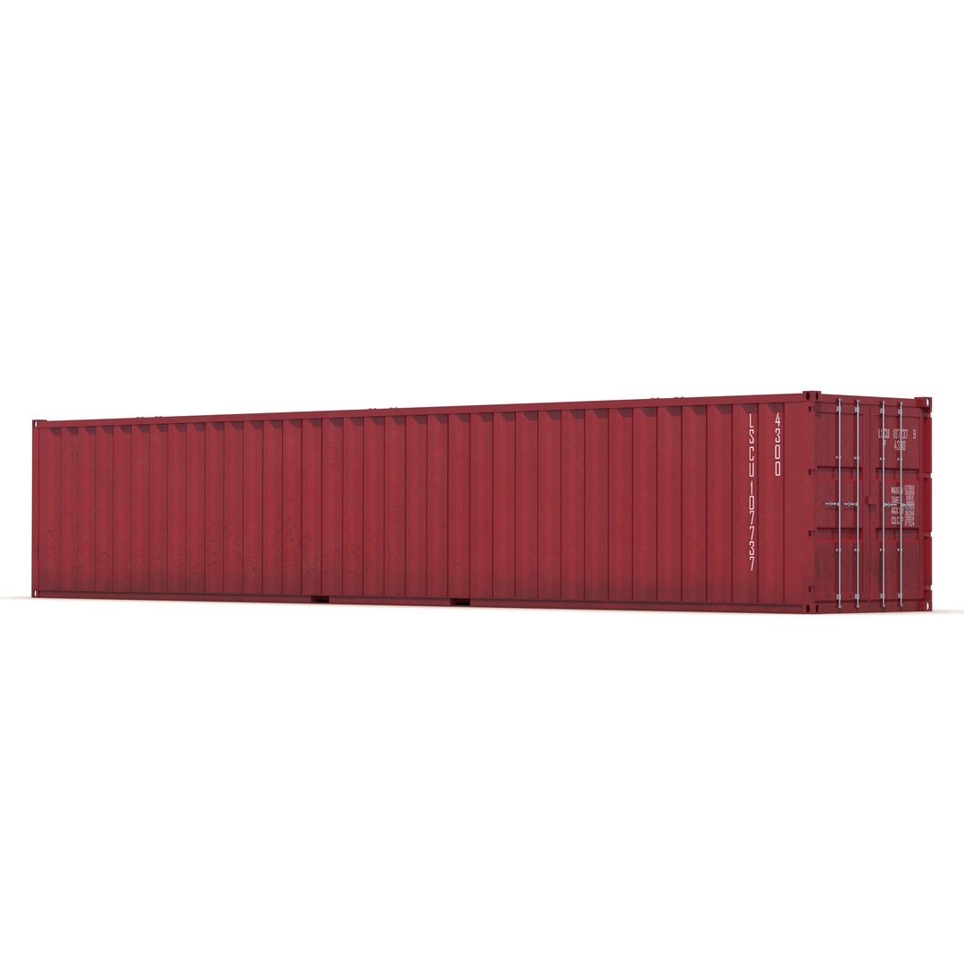 48 ft Shipping ISO Container Red 3D model preview