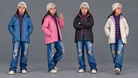 Winter Kid Girl Character Rigged Game Ready