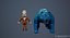 Druida e Urso low-poly Modelo 3D