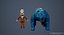 Druida e Urso low-poly Modelo 3D