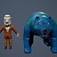 Druida e Urso low-poly Modelo 3D