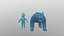 Druida e Urso low-poly Modelo 3D