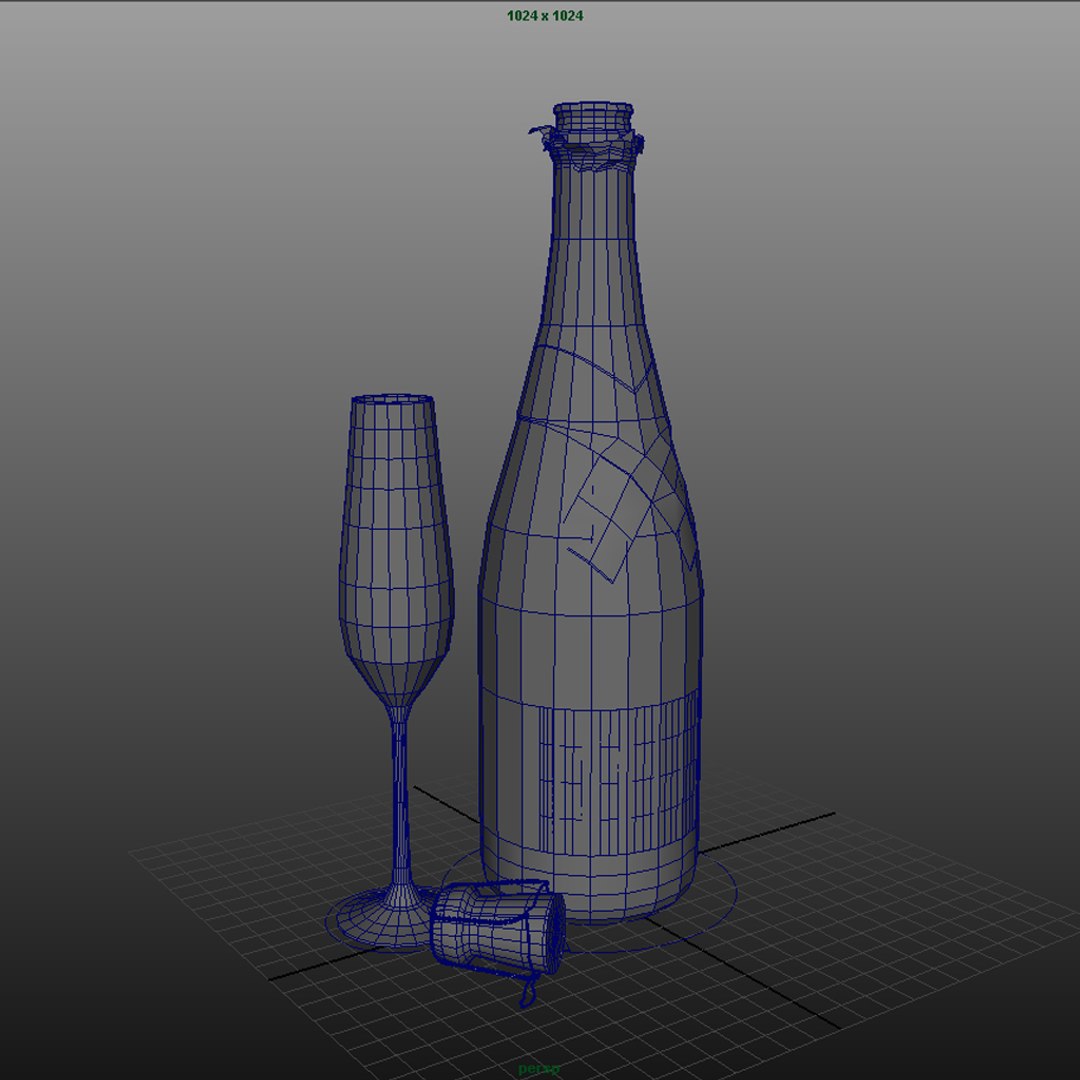 champagne set 3d model