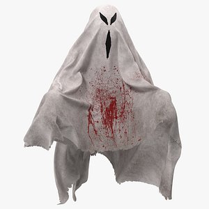 evil ghost bedsheet flying 3D model
