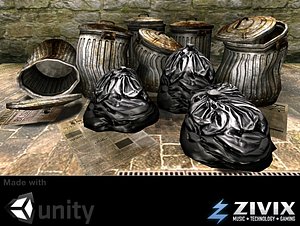 ready garbage bags cans 3d model